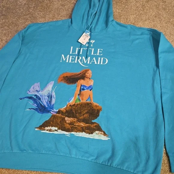 NWT Disney The Little Mermaid Women's Teal Aquamarine Hoodie Sweatshirt 3X - Picture 3 of 11